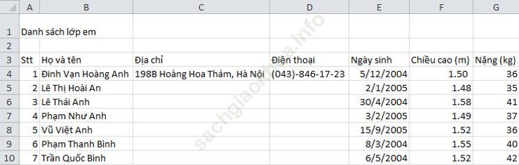 Bài 4 trang 56 sgk Tin học 7 ảnh 1