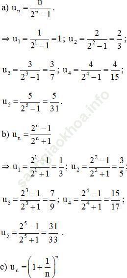 Giải bài 1 trang 92 sgk Đại số 11 ảnh 1