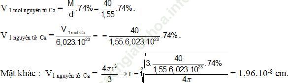 Dạng 7: Tính kích thước, khối lượng, khối lượng riêng, bán kính nguyên tử ảnh 1