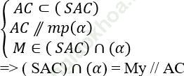 Tìm giao tuyến của 2 mặt phẳng. Tìm thiết diện qua 1 điểm và song song với đường thẳng ảnh 32