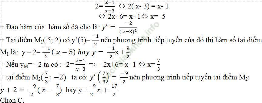 Viết phương trình tiếp tuyến của đồ thị hàm số tại 1 điểm - Toán lớp 11
