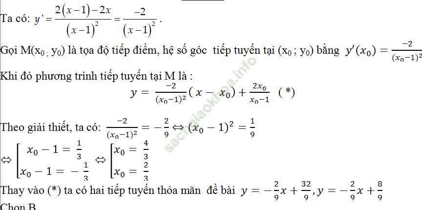 Viết phương trình tiếp tuyến của đồ thị hàm số khi biết hệ số góc - Toán lớp 11