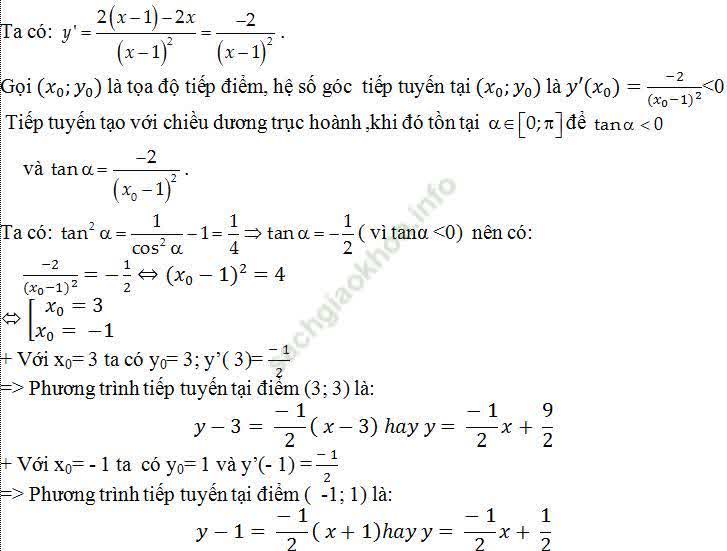 Viết phương trình tiếp tuyến thỏa mãn điều kiện cho trước - Toán lớp 11