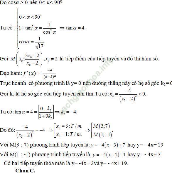 Viết phương trình tiếp tuyến của đồ thị hàm số khi biết hệ số góc - Toán lớp 11