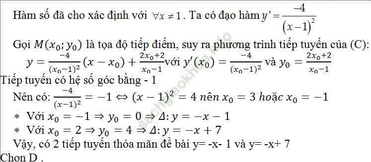 Viết phương trình tiếp tuyến của đồ thị hàm số khi biết hệ số góc - Toán lớp 11
